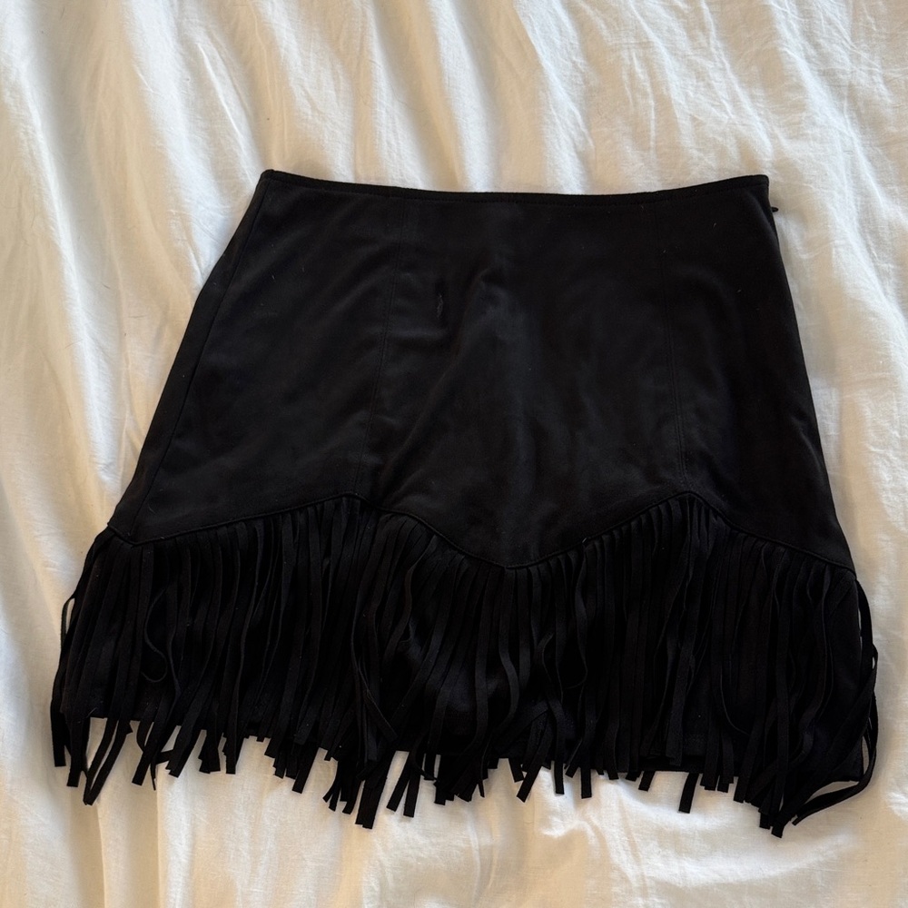 Mi ami Black Fringe Mini Skirt